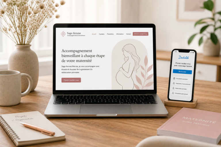 sage-femme libérale site internet et Doctolib visibilité Google prise de rendez-vous maternité